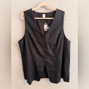 GAP Black Button Front Tailored Vest XL
